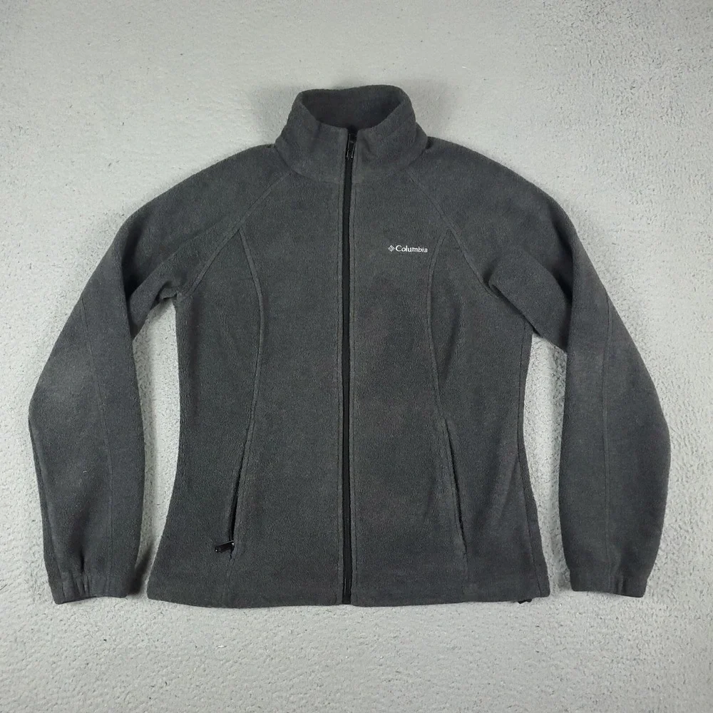 Columbia Sweater Womens Medium Gray Fleece Full Zip Up Jacket Sweatshirt - Picture 1 of 10